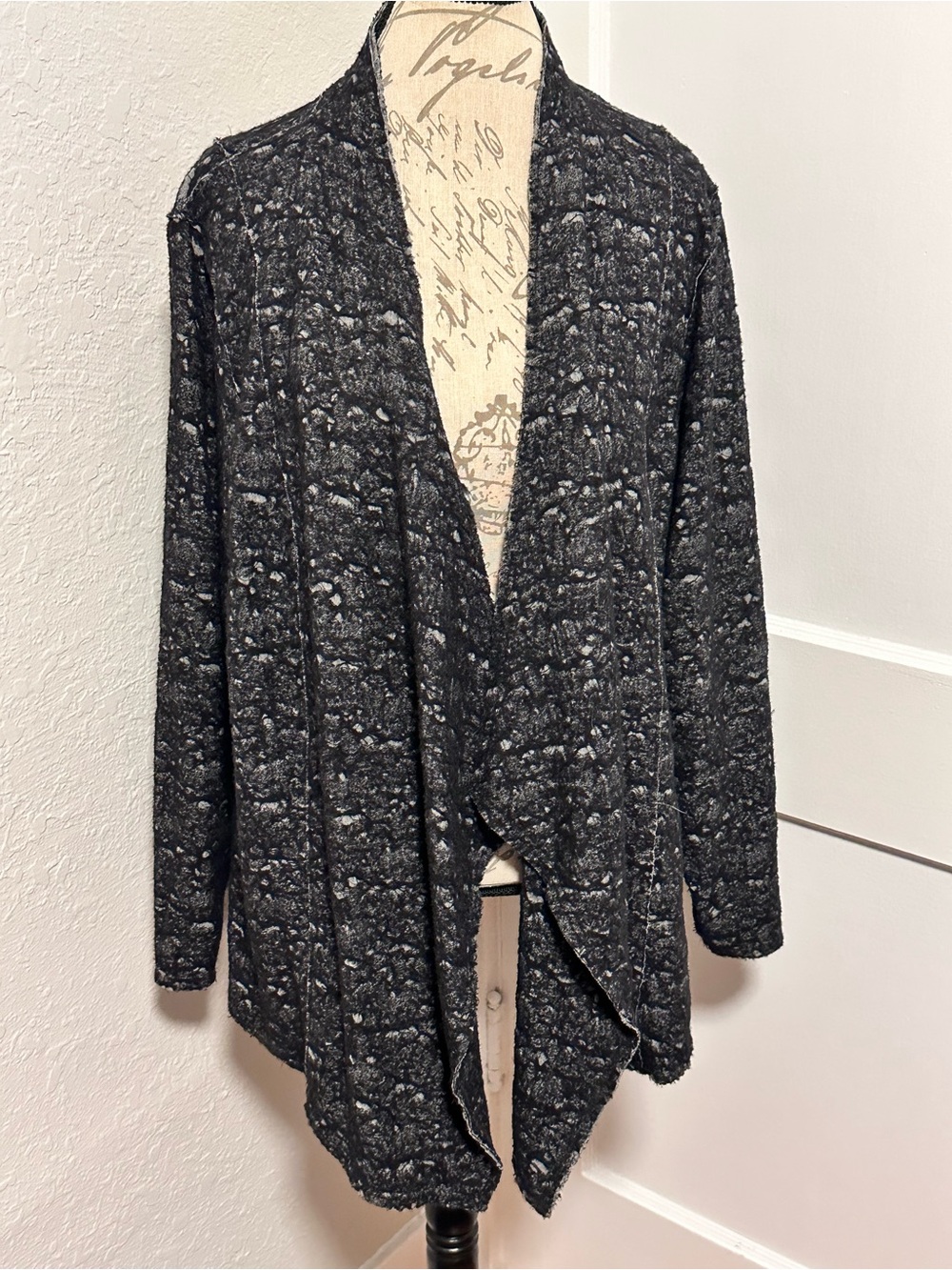Eileen Fisher ASH Drape Front Wool Blend Cardigan